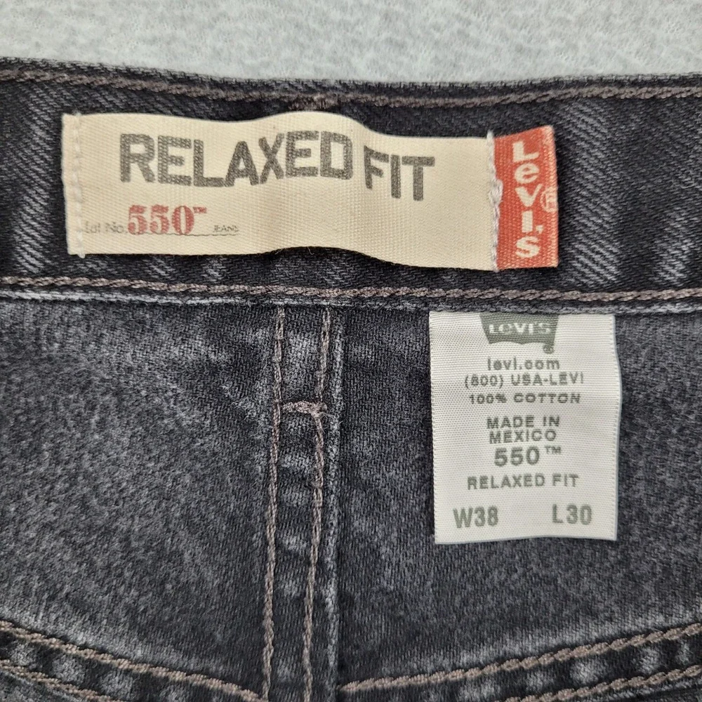 Levi's 550 Relaxed Fit Jeans Mens 38x30 Black Denim Tapered Leg‎ Classic Cotton